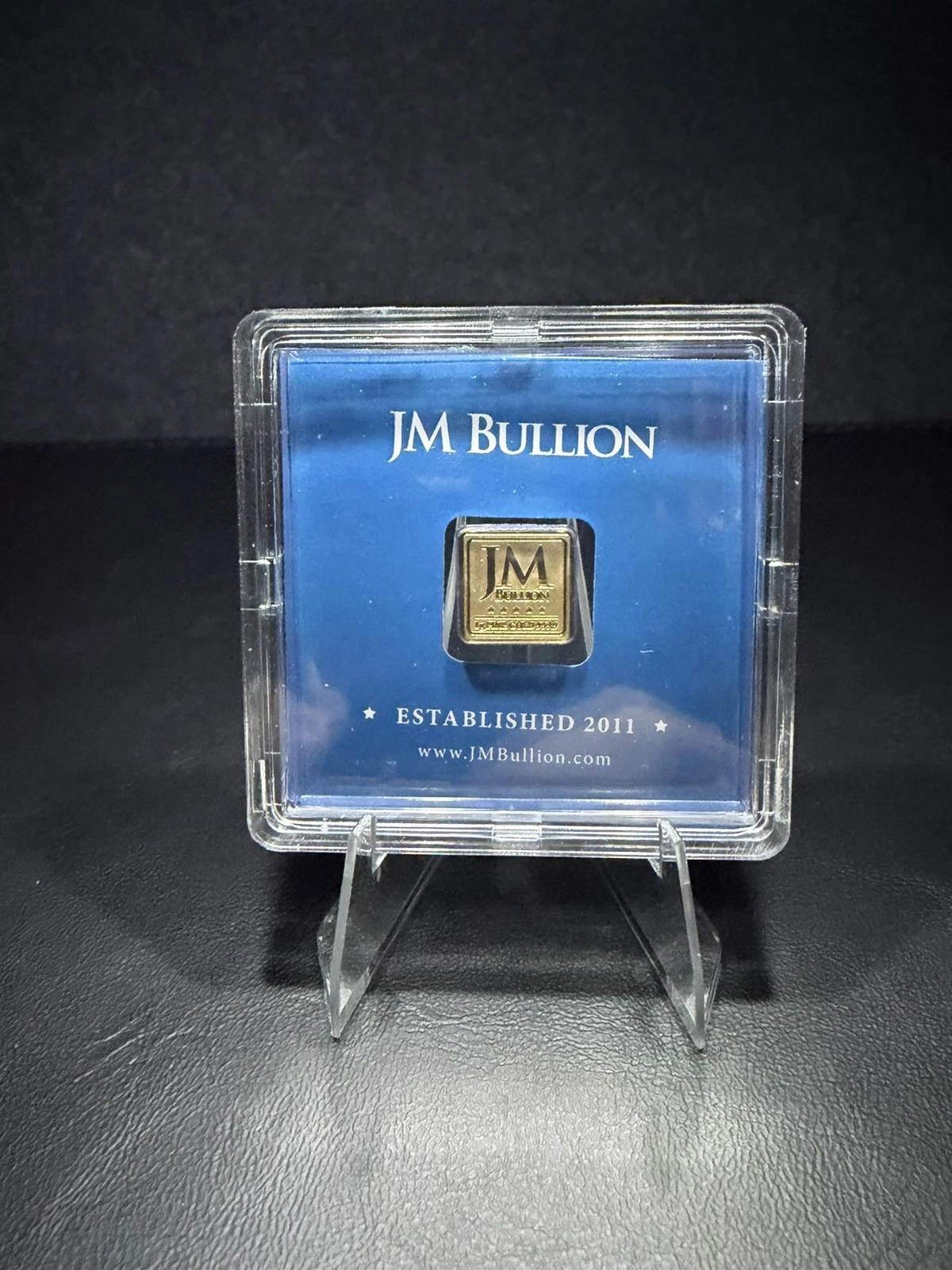 1 Gram JM Bullion .999 24k Gold Square Geiger Bar In Assay