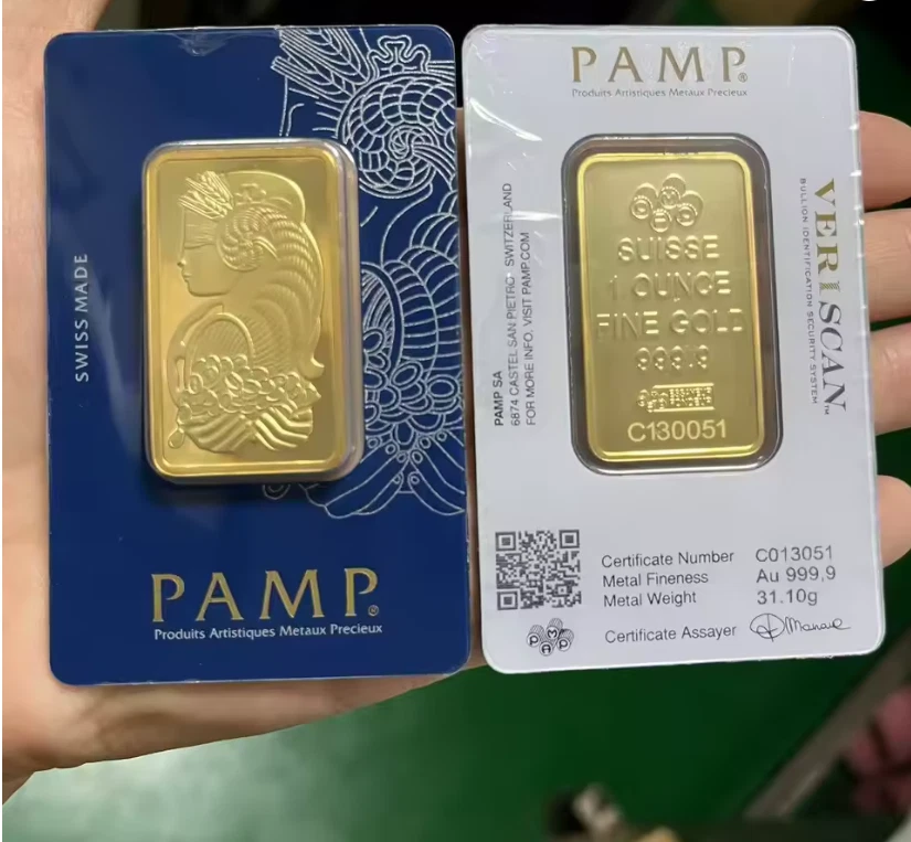 1 oz Suisse Bar Ingot. In its assay card