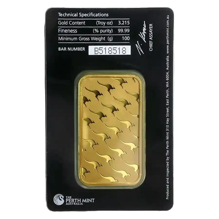 100 gram Gold The Perth Mint Bar - with Assay Card