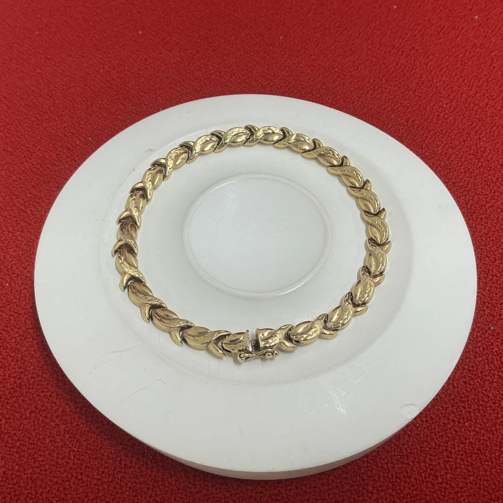 14ct Yellow Gold SOZER Flat Link Clasp Bracelet (J) #454