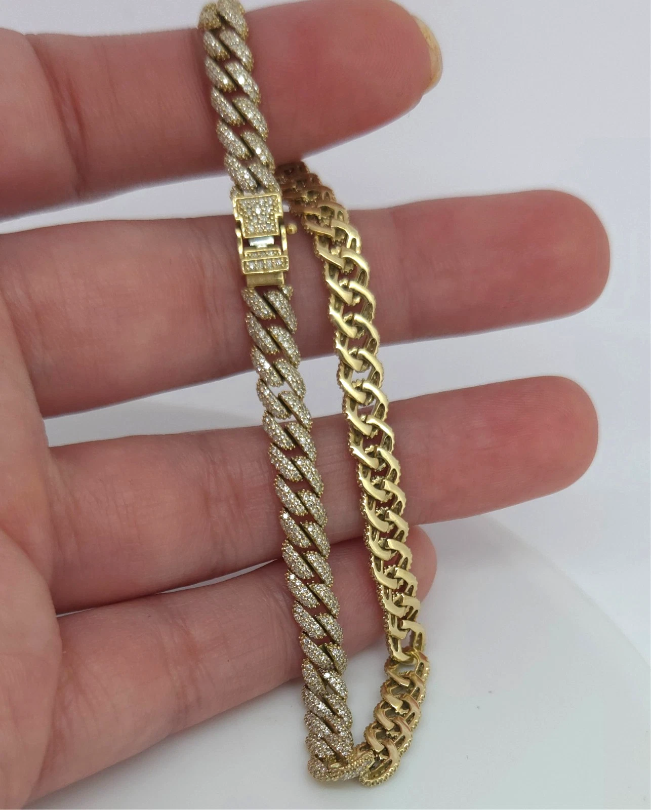 14K Gold Miami Cuban Link Diamond Bracelet 7.5" Inches 5mm Wide Fully Iced Out
