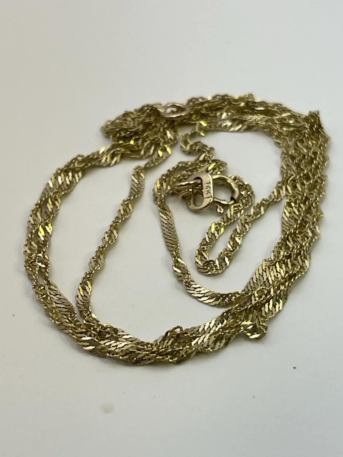 14K Yellow Gold Diamond Cut Rope Chain Necklace Estate Piece 20in 1.34g!