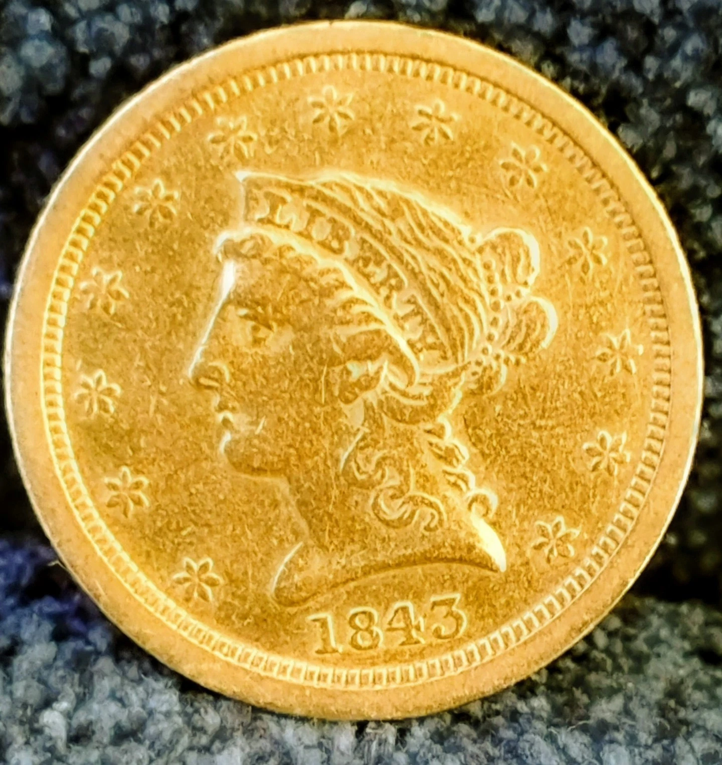 1843 O $2.50 Liberty ead Gold Quarter Eagle XF++Early Gold 100% Orig New Orleans
