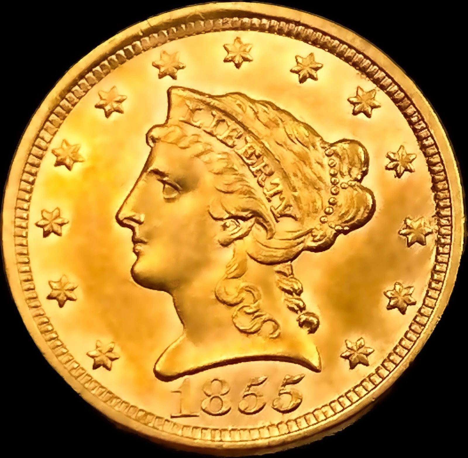 1855 RARE EARLY DATE $2.50 Gold Quarter Eagle Coin CHOICE BU++