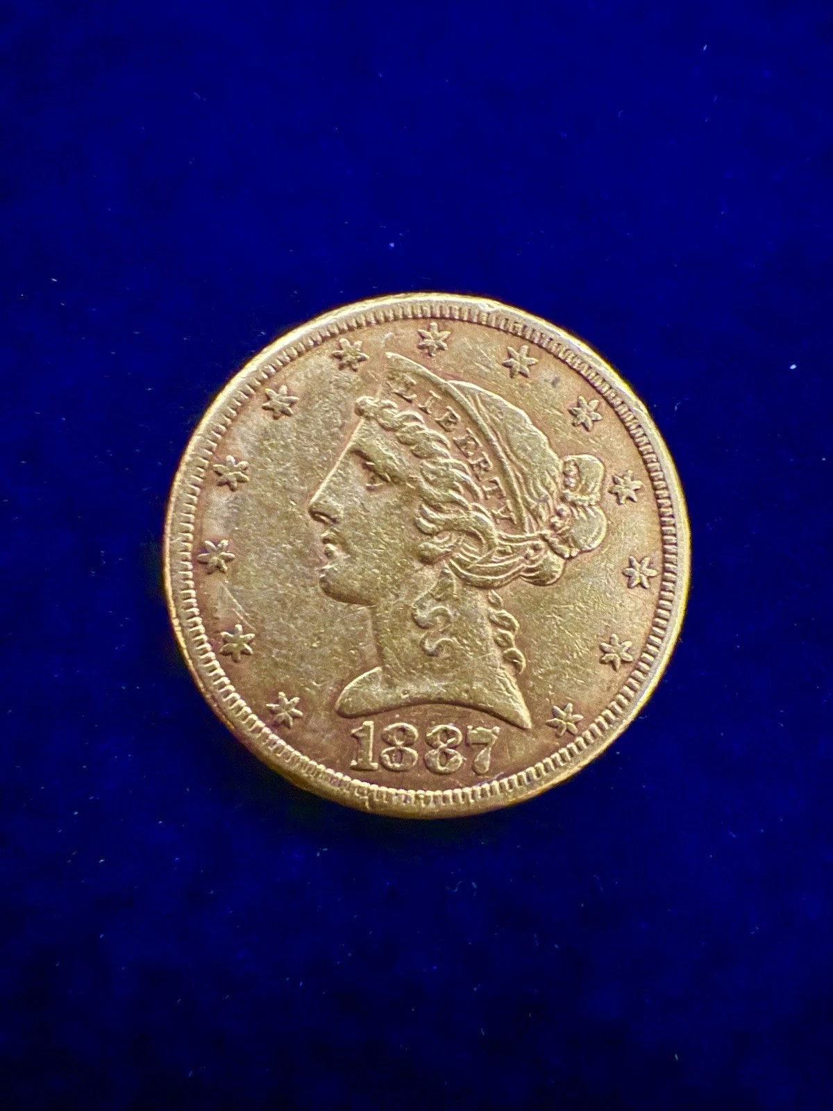 1887-S Liberty Head Gold $5 Half-Eagle US Coin