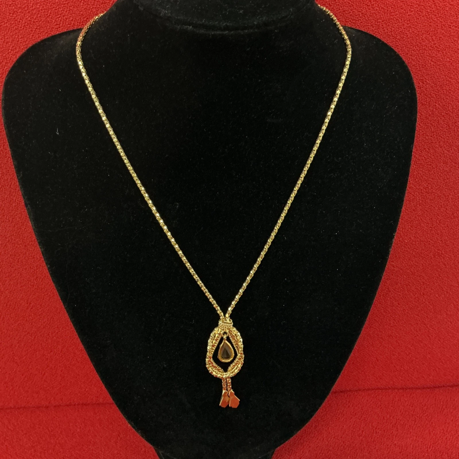 18ct Amber Stone Tassle Rope Chain Stamped 750 (J) #306