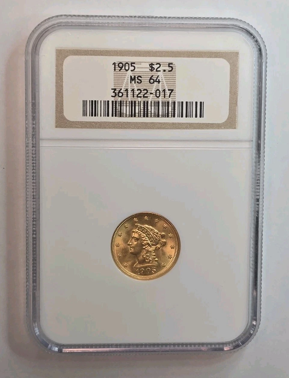 1905 $2.50 Gold Liberty Quarter Eagle NGC MS64