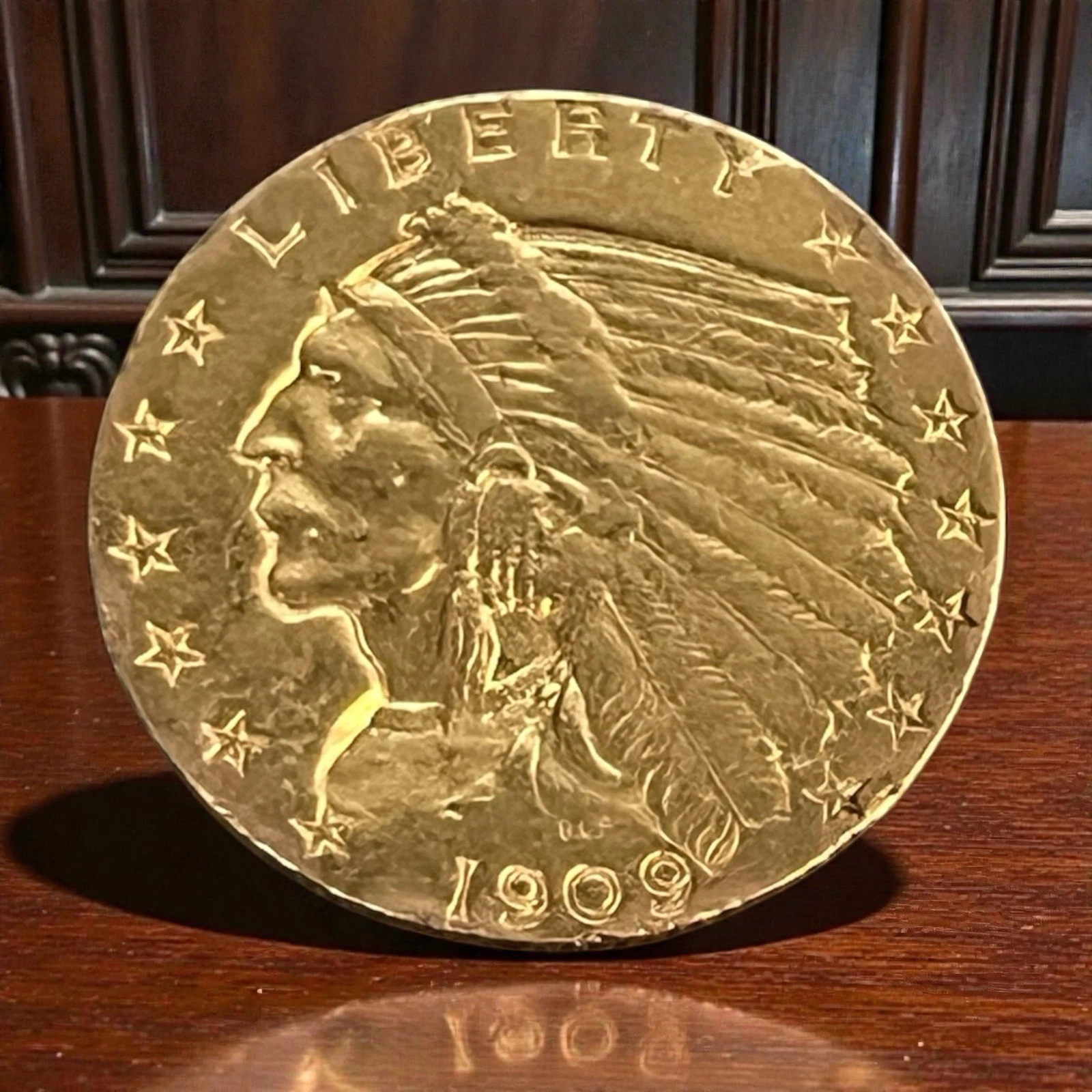 1909 $2.5 DOLLAR INDIAN HEAD QUARTER EAGLE GOLD COIN