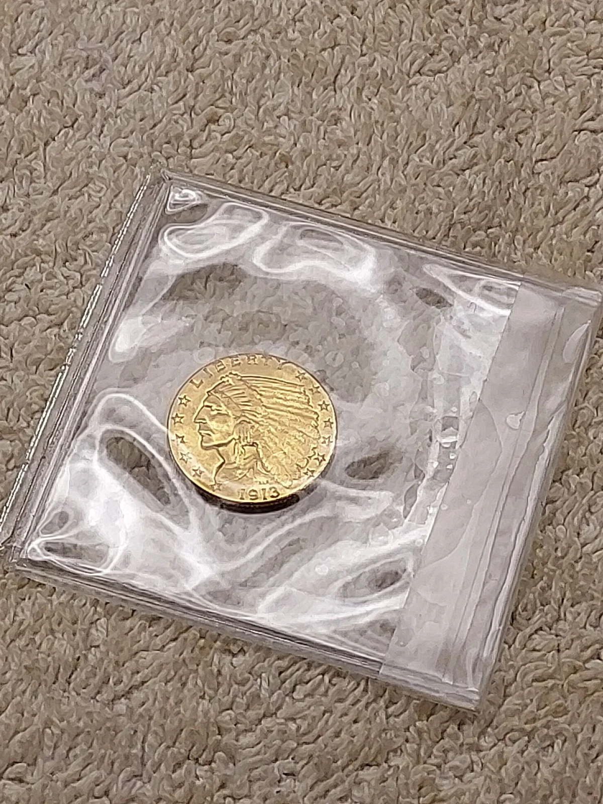 1913 Gold Quarter Eagle $2.5 US Coin Indian Head Excellent Condition