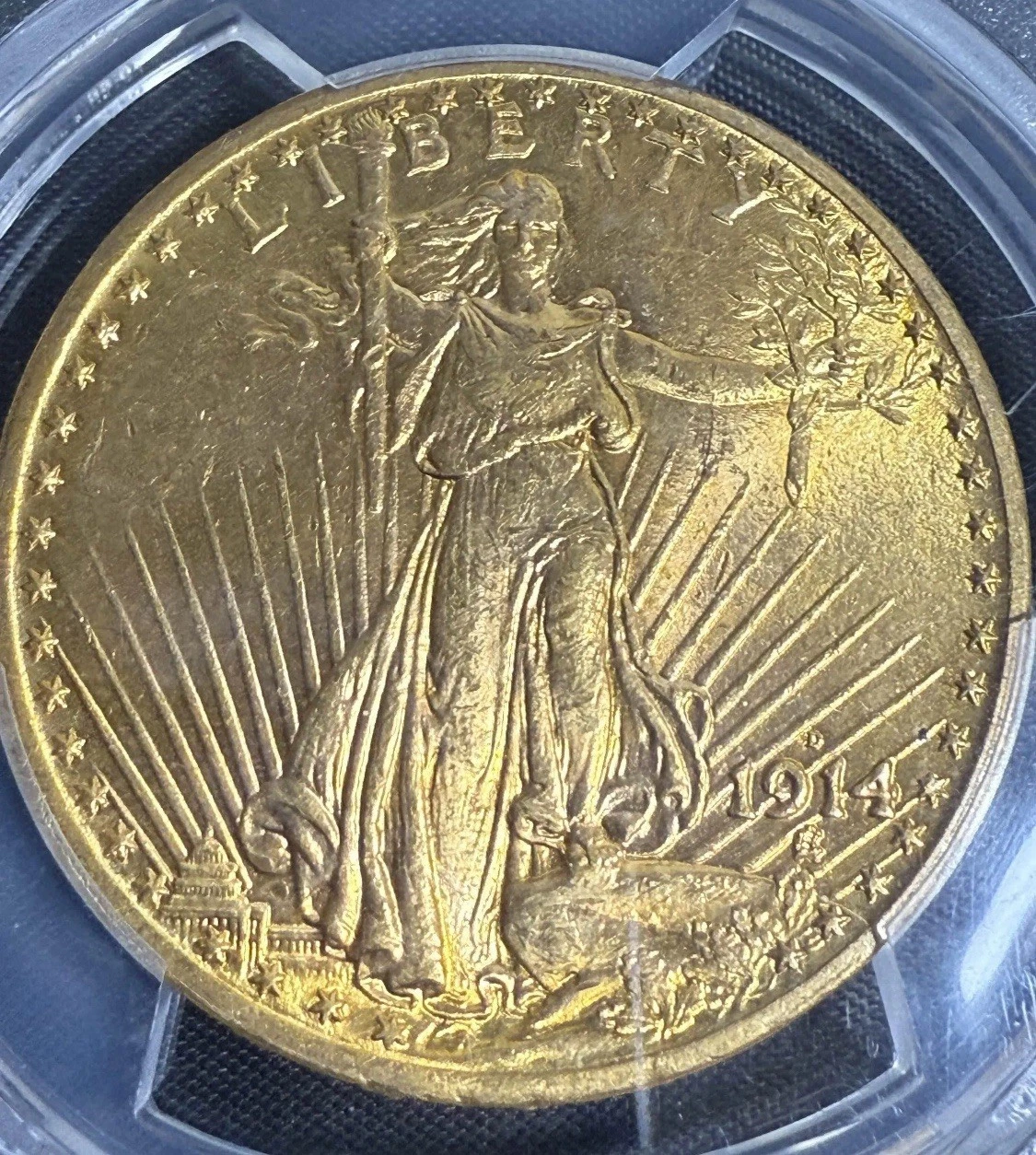 1914-D $20 PCGS MS 61 St. Gaudens Gold Double Eagle Very Rare Coin 46500 Minted