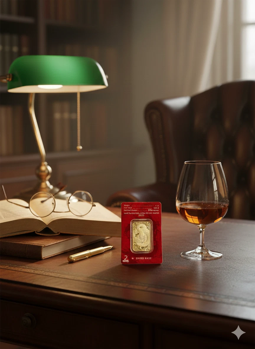 1oz Switzerland Ltd. Edt. SNAKE Gold Bar Ingot, in its assay card.