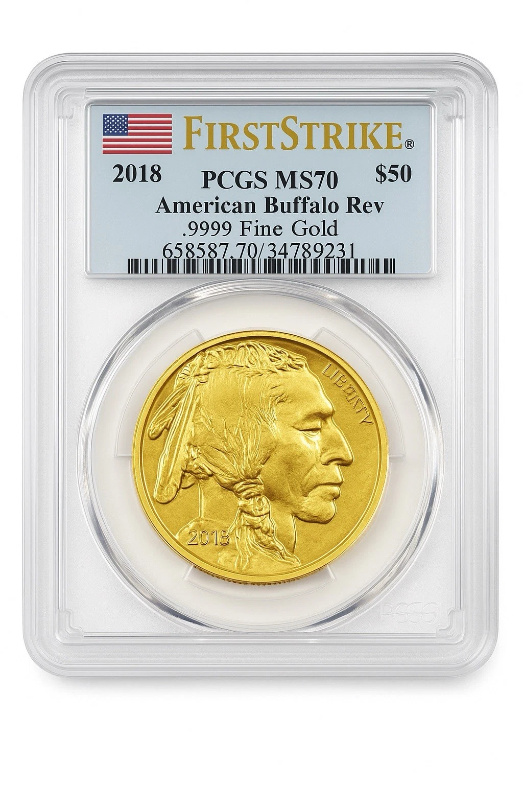2018 American Buffalo 1 oz Gold Coin -PCGS -MS70-FIRST STRIKE -CERTIFIED-PCGS