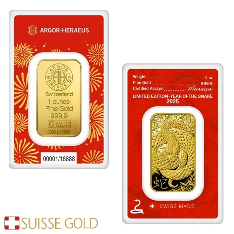 2025 Argor-Heraeus 1 Ounce Gold Bar - Year of the Snake