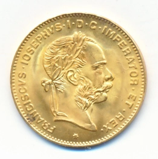 Austria 4 Gulden 1892 Emperor Franz Joseph Gold 900 Weight 3.23g Fine 2.90g