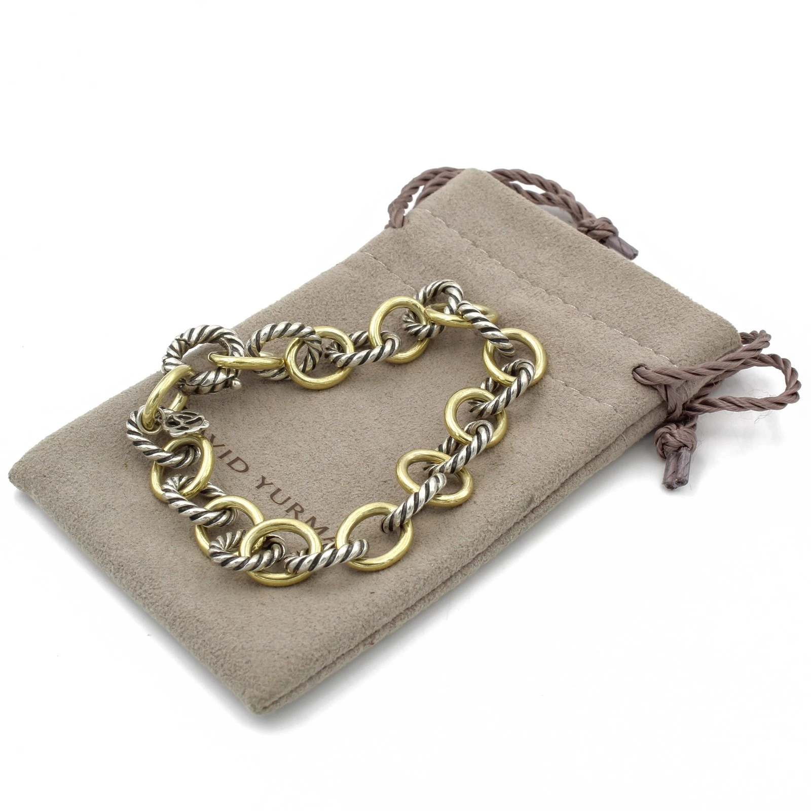 David Yurman Sterling 18k Yellow Gold Oval Link Chain 6.25" Bracelet #S4347-2