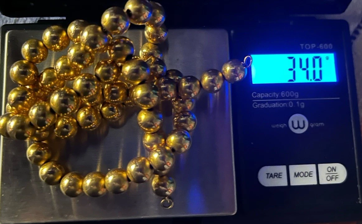 Estate 14K Yellow Gold Bead Ball 17” Chain Necklace 34 Grams NR