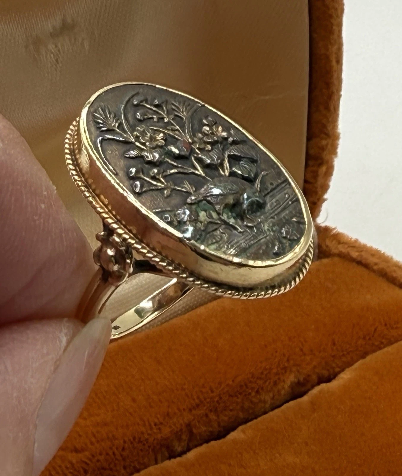 Fine Antique 14kt Gold Shakudo Japanese Ring 7 grams Size 7 Not Scrap NR