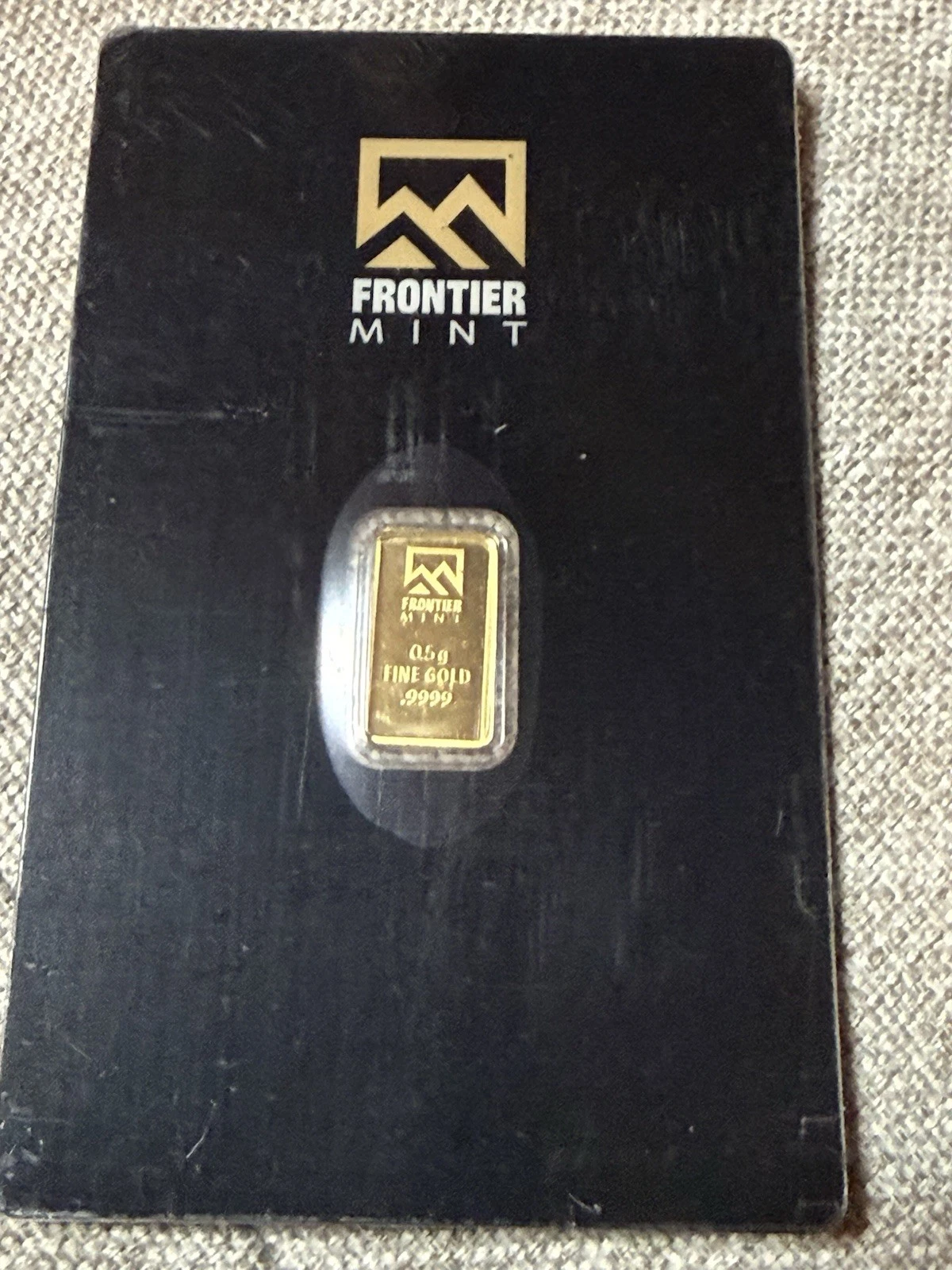 Frontier Mint 1/2 g .9999 Fine Gold Bar 0.5 Half Gram - In Assay Card