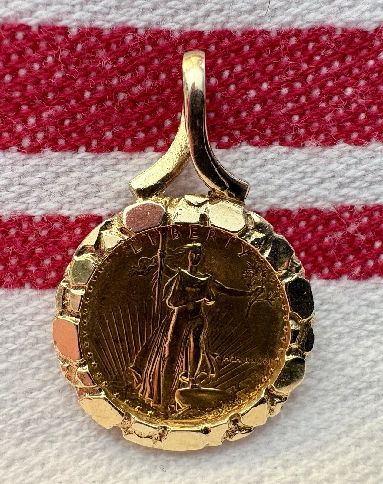 Gold Eagle 1/10th Ounce Coin Pendant 14k GOLD Bezel With LIBERTY GOLD EAGLE COIN