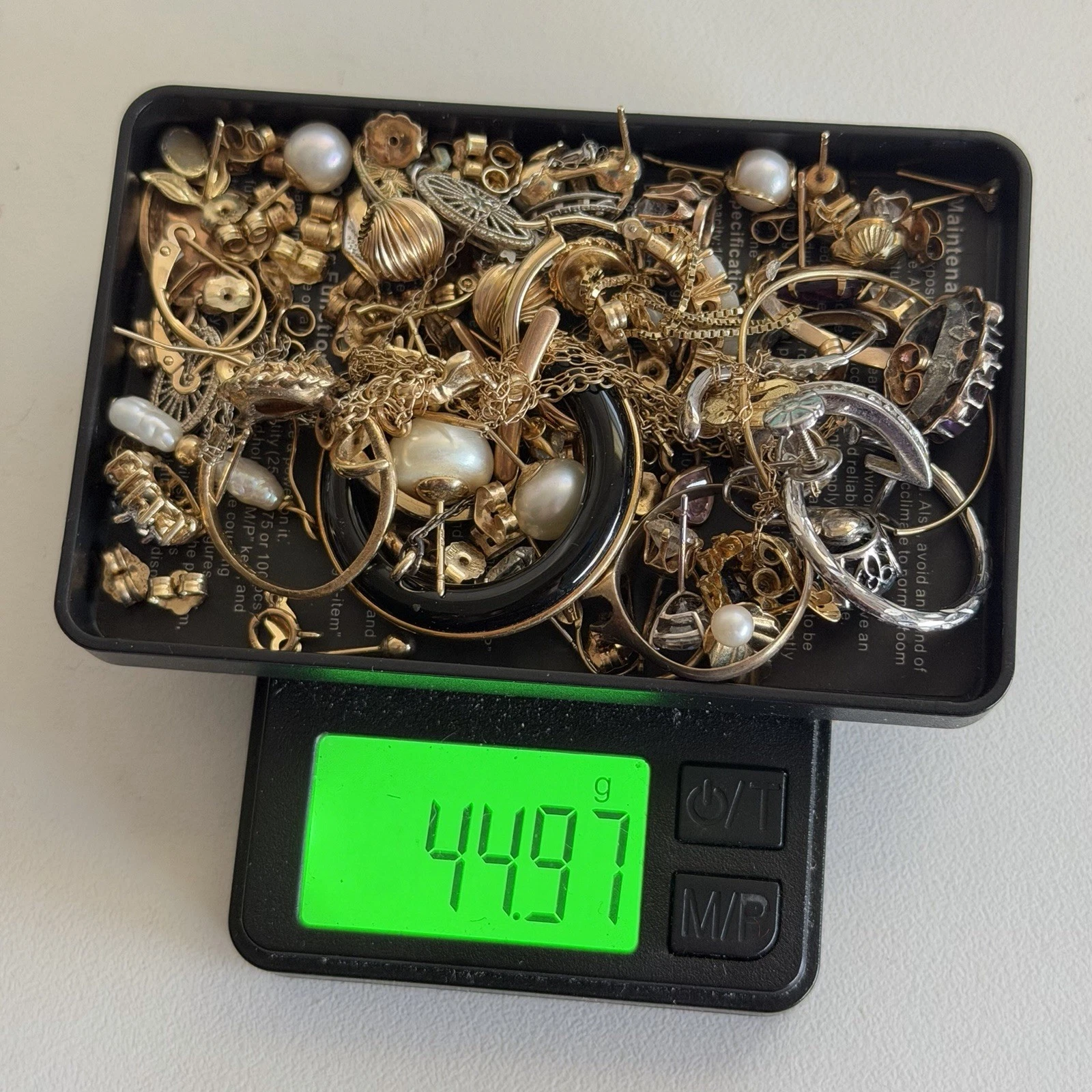 Lot of 10k 14k 18kSolid Gold Single Earrings/ Broken Scrap Lot 44.9g w/ Stones