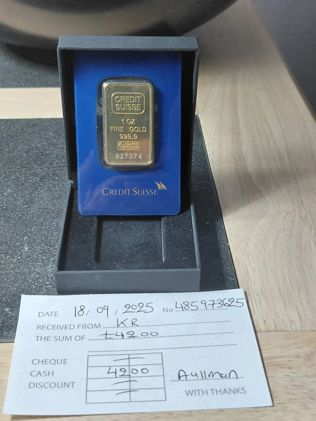 NEW LISTING1oz Credit Suisse Pure Gold Bar