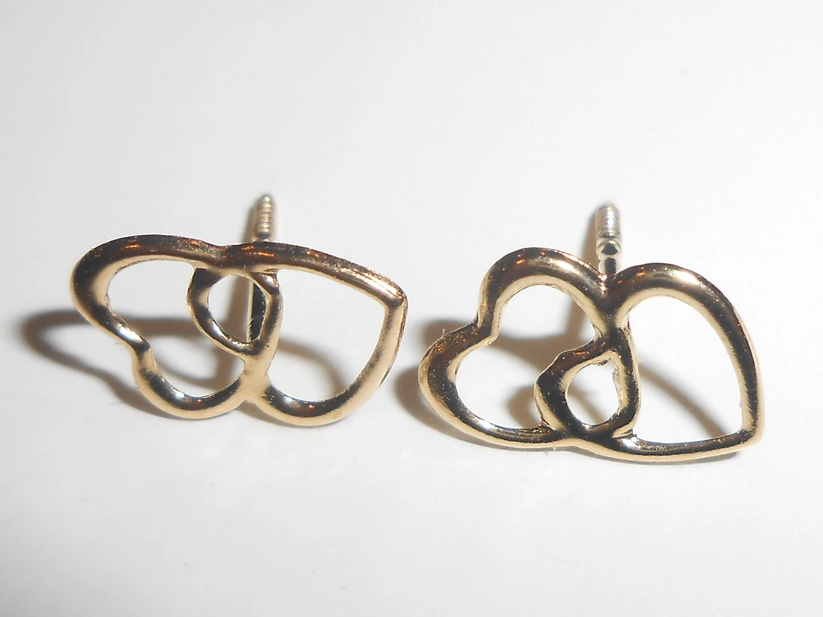 New Solid 14k Yellow Gold Heart Stud Earrings Jewelry 14KT 585 Not Scrap A2