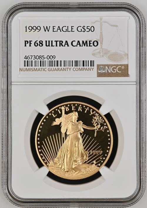 NobleSpirit GOLD 1999 W Eagle $50 NGC PF68 Ultra Cameo
