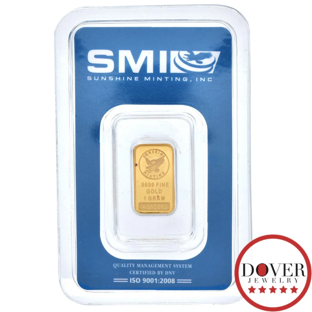 Sunshine Mint 24K Yellow Gold 1 Gram Sealed Ingot Bar NR