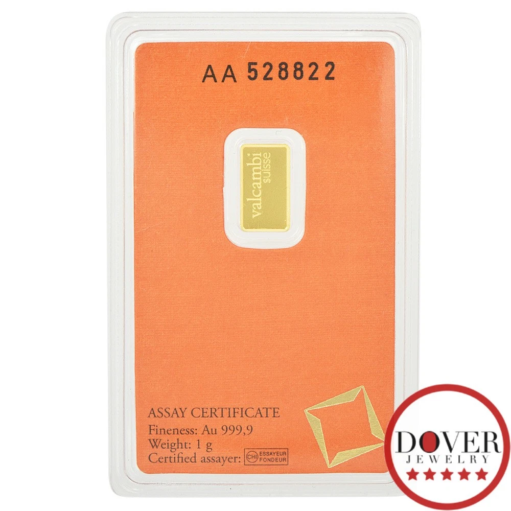 Valcambi Suisse 24K Yellow Gold 1 Gram Sealed Ingot Bar NR