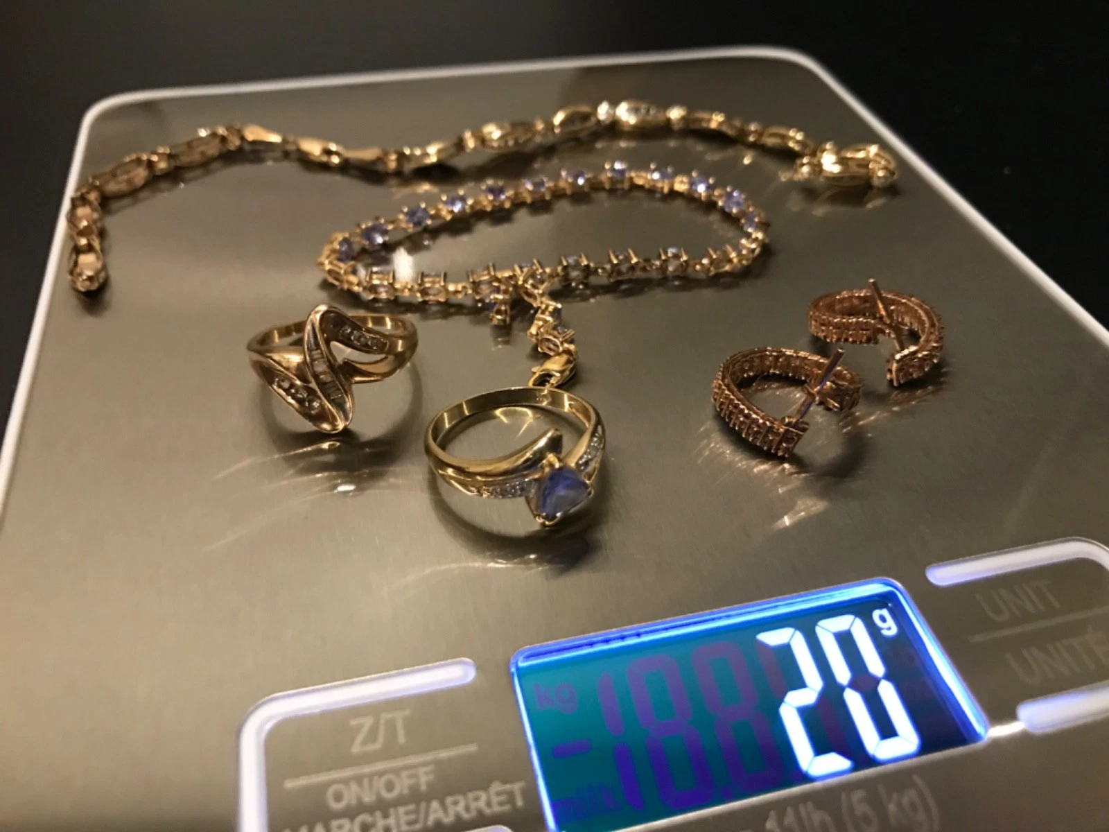 Vintage 10k Gold Jewelry Lot, 20g! Rings, Earrings, Bracelets, Gemstones Scrap!!