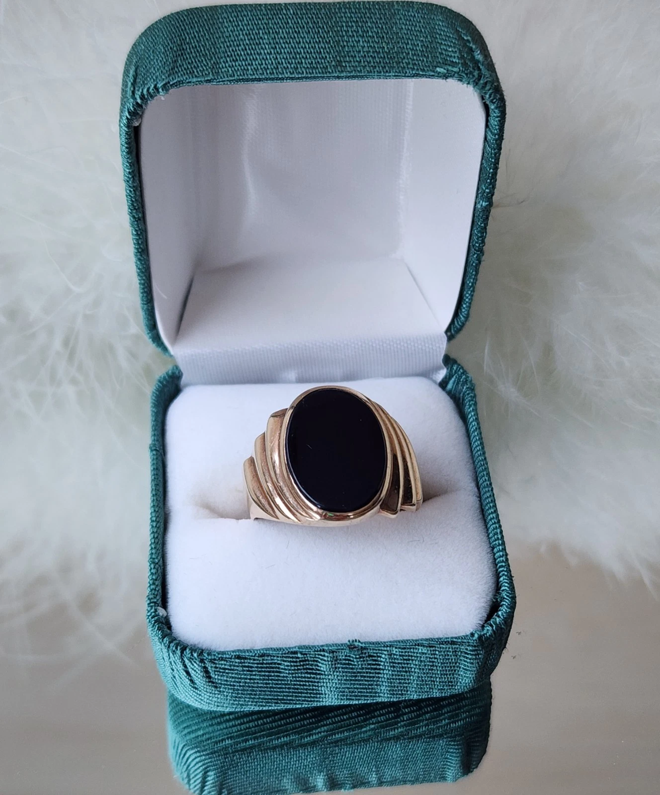 πVintage 10k Solid Yellow Gold Mens Art Deco Style Onyx Ring -7 Grams Not Scrap