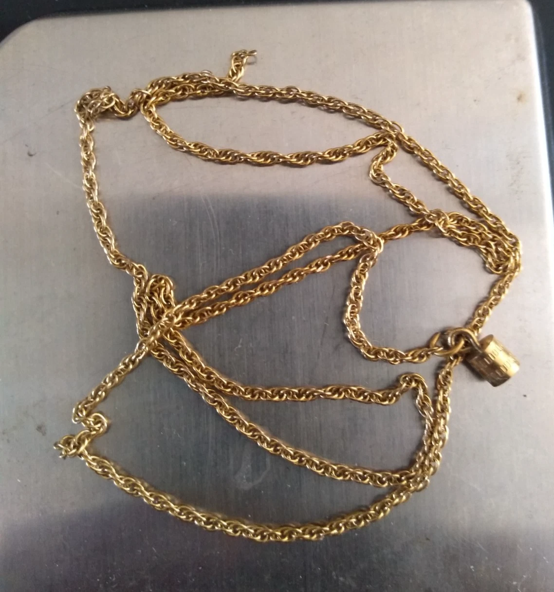 Vintage Gold 10K scrap chain link necklace 2.45g tested 18"(L) READ