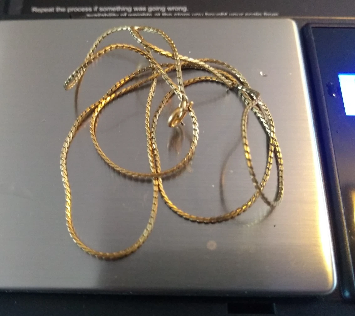 Vintage Gold 10K scrap herringbone chain necklace 2.51g tested 20 1/2"(L)