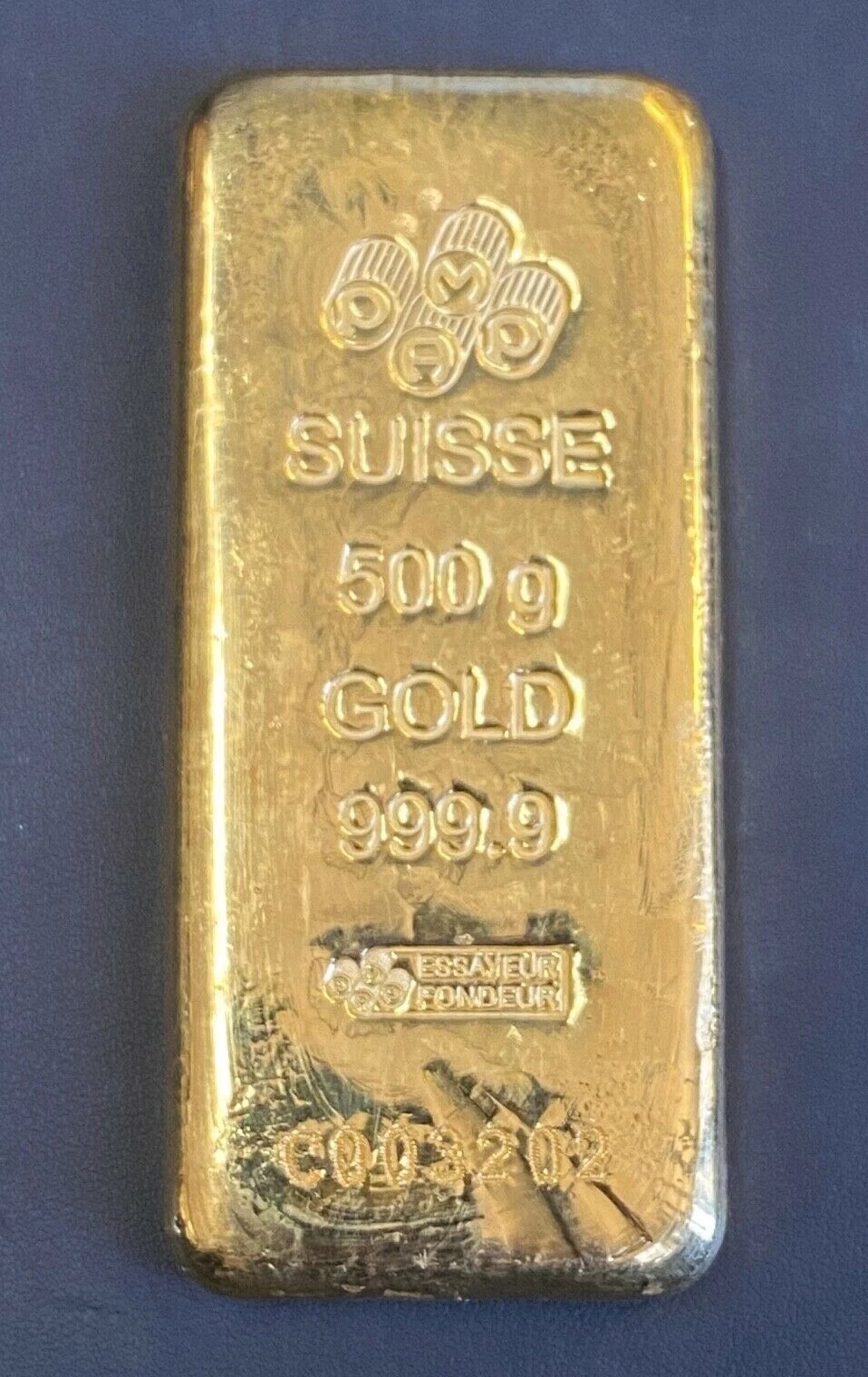 Vintage Pamp Suisse Half Kilo, 500 Gram .9999 Gold Bar with Assay, Rare Size Bar
