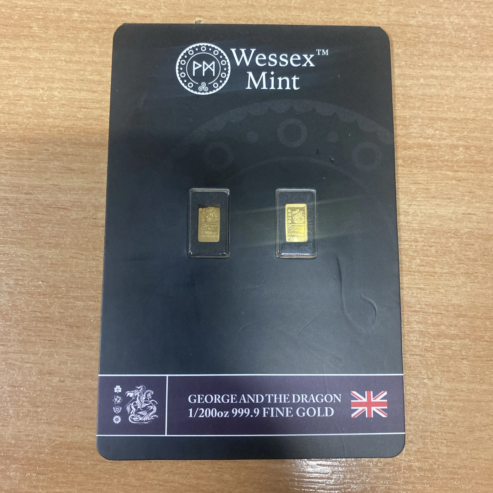 Wessex Mint Saint George & the Dragon 1/200th oz x2 Gold Bullion Bar x 2